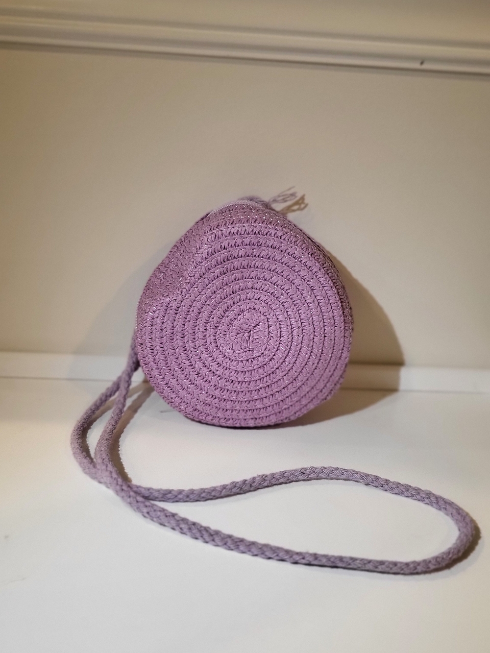 TEEN Purple Round Woven Crossbody Bag